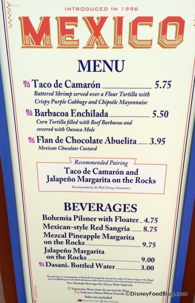 Mexico Menu