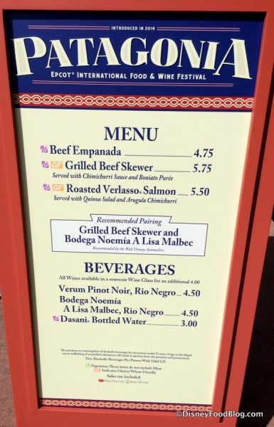 Patagonia Menu
