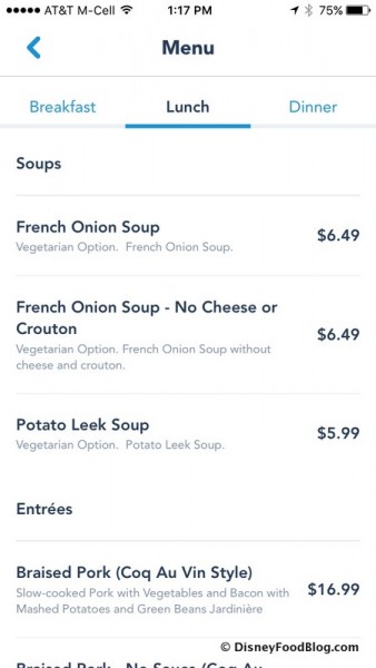 Check Out Menus From Anywhere Via the My Disney Experience App
