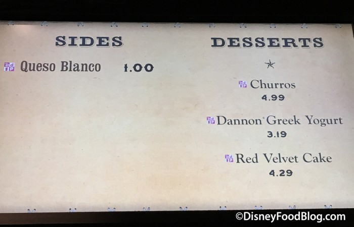 Pecos Bill sides and desserts (click to enlarge)