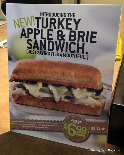 Turkey, Apple & Brie Sandwich sign