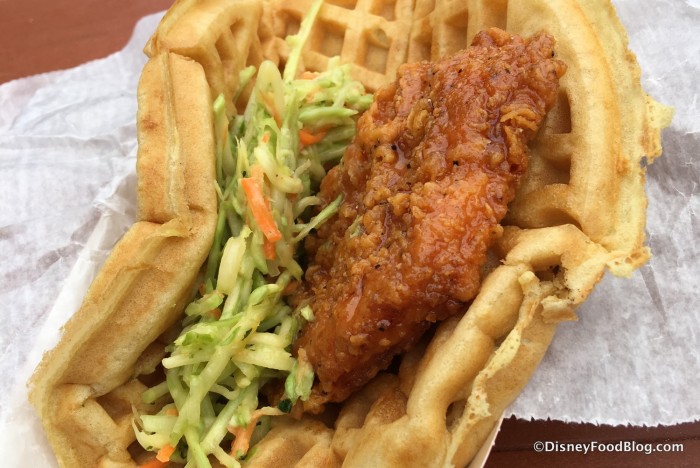 News! Sweet and Spicy Chicken Waffle Sandwich Returns to Magic Kingdom. (Just WAY Smaller and WAY More Expensive.) | the disney food blog