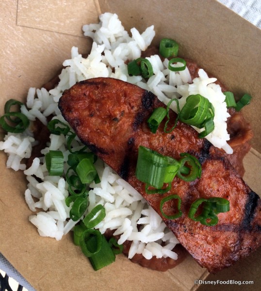 Grilled Spicy Chicken Sausage with red beans and rice
