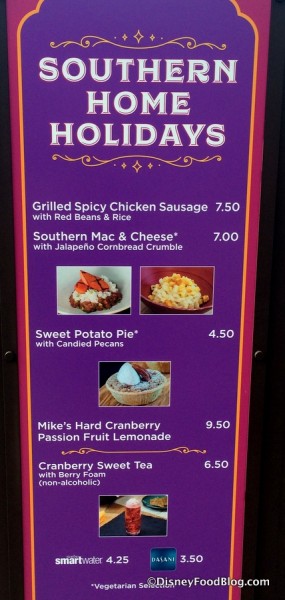 Southern Home Holidays Menu