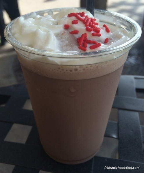 Frozen Chocolate Milk with whipped cream and sprinkles