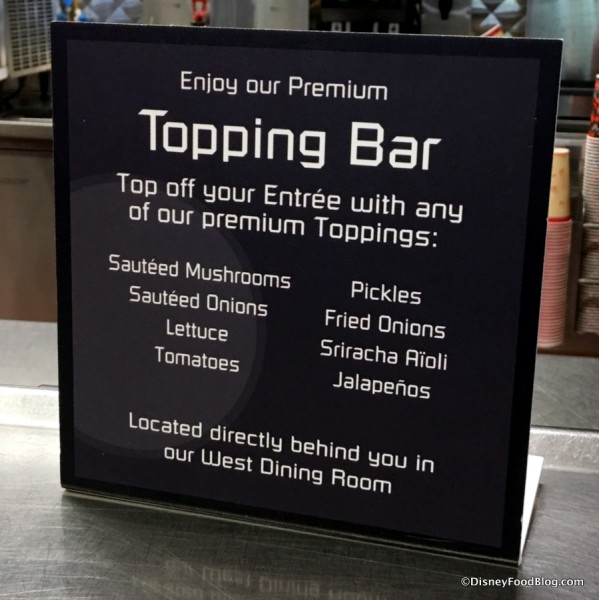 Cosmic Ray's Toppings Bar options