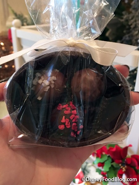 Oval Chocolate Box with three truffles