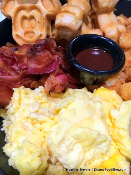 Mickey Waffles, Bacon, and Scrambled Eggs -- Up Close