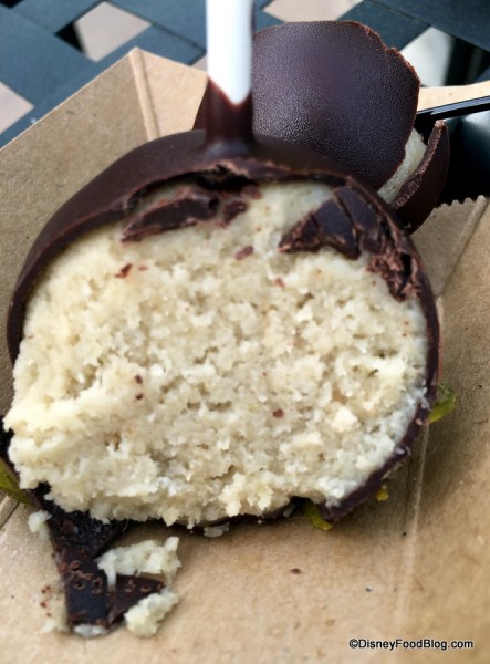 Creamy artichoke and dark chocolate cake pop