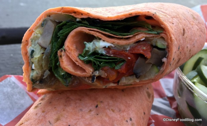 Cross-section of Roasted Portbello and Vegetable Wrap