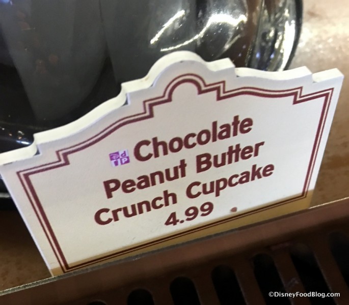 "Chocolate Peanut Butter Crunch Cupcake" sign, a la Butterfinger Cupcake