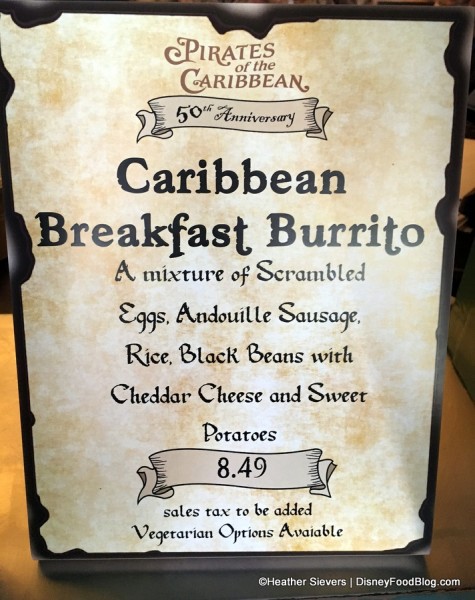Caribbean Breakfast Burrito sign