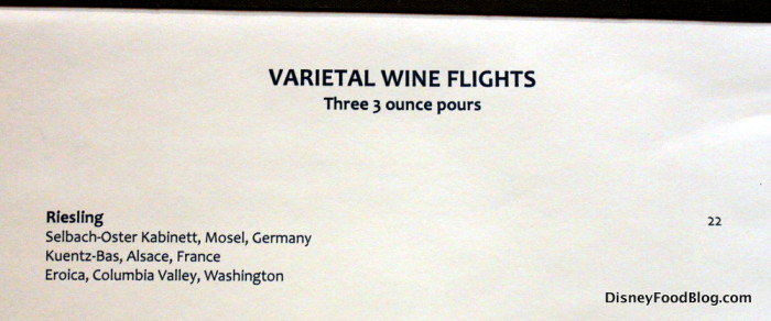 Riesling Flight Descriptions