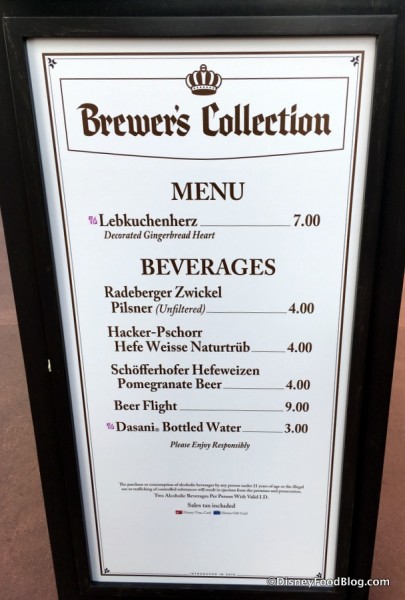 2017 Epcot Food and Wine Festival Brewers Collection Menu