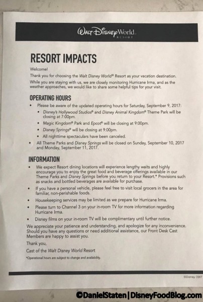 Information for guests staying at Disney World hotels