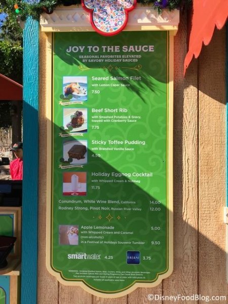 Joy to the Sauce booth menu