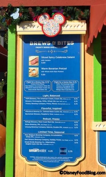 Brews and Bites booth menu