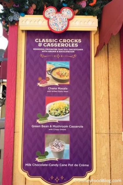 Classic Crocks & Casseroles booth menu