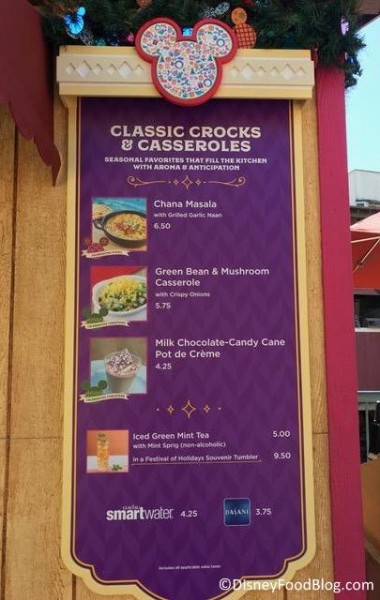 Classic Crocks & Casseroles booth menu