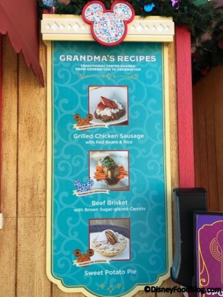 Grandma's Recipes booth menu