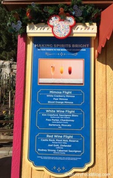 Making Spirits Bright booth menu
