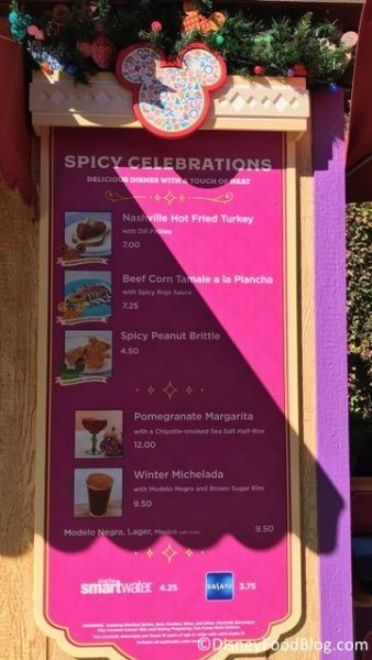 Spicy Celebrations booth menu
