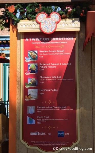 A Twist on Tradition booth menu