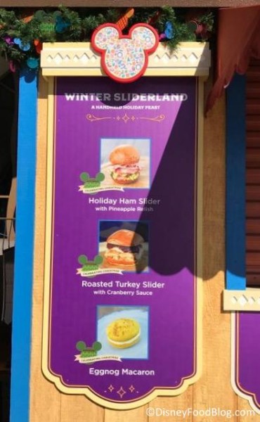 Winter Sliderland booth menu