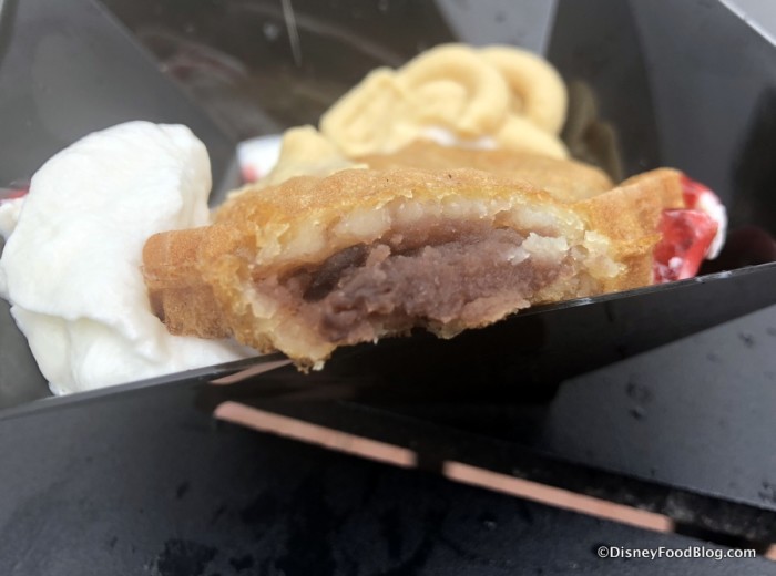 Taiyaki: Stuffed Japanese Pastry with Sesame Cream and Raspberry Sauce