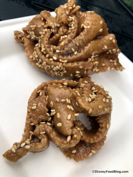 Chebbakia: Hand-twisted Strips of Fried Dough coated with Honey, Rosewater and Sesame Seeds