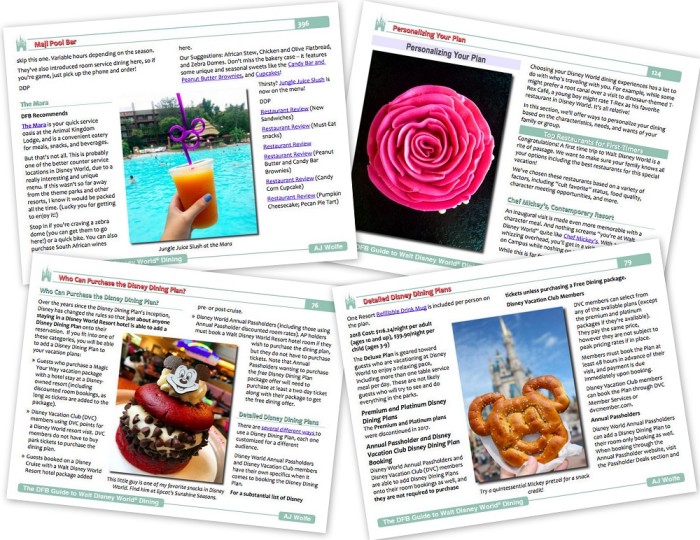 2018 DFB Guide to Walt Disney World Dining Sample Pages
