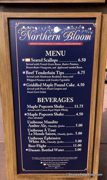 2018 Northern Bloom Menu