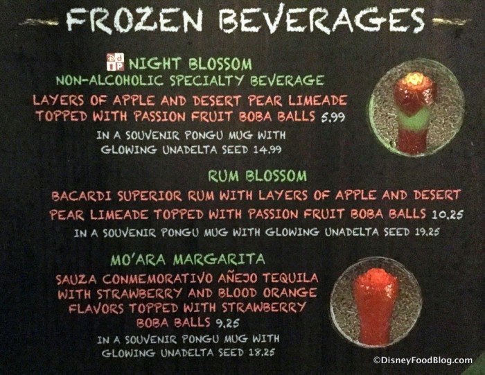 Pongu Pongu Frozen Beverage Menu