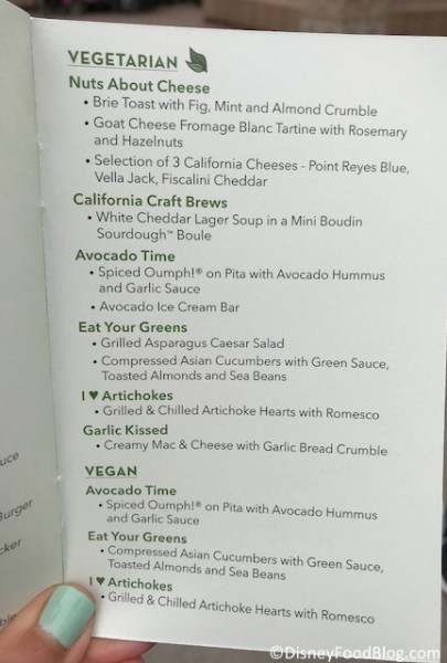 Vegetarian and vegan menu items. 