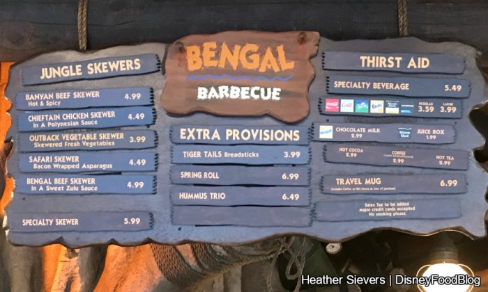 Bengal Barbecue Menu