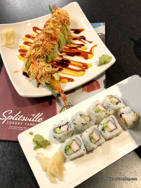 Lots of Sushi options at Splitsville!