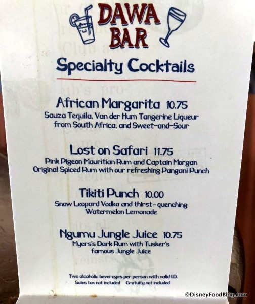 Dawa Bar Specialty Cocktails