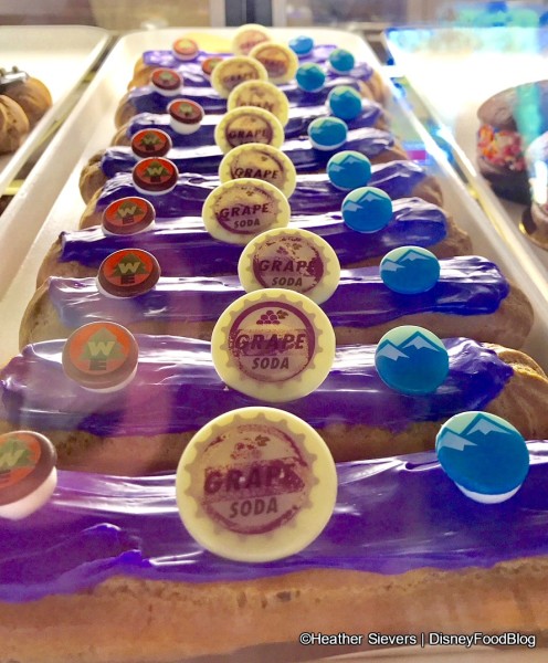 Specialty Eclairs all lined up in the pastry case!