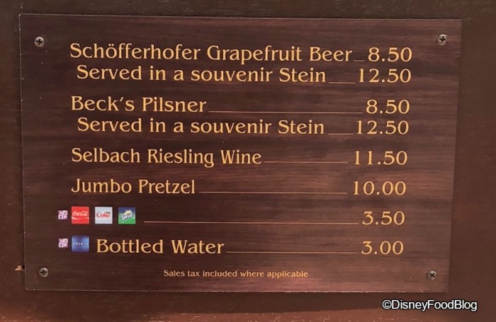 Germany Bier Cart Menu