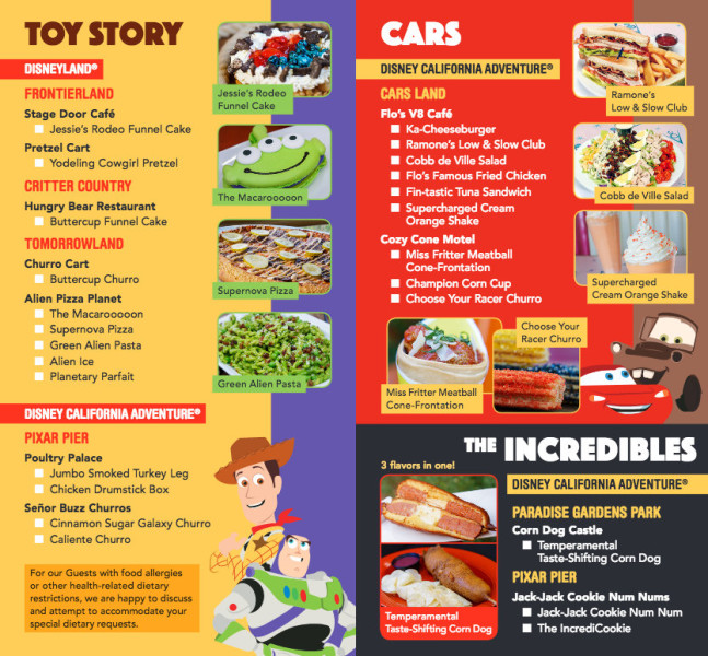 Pixar Fest Food Guide ©Disney
