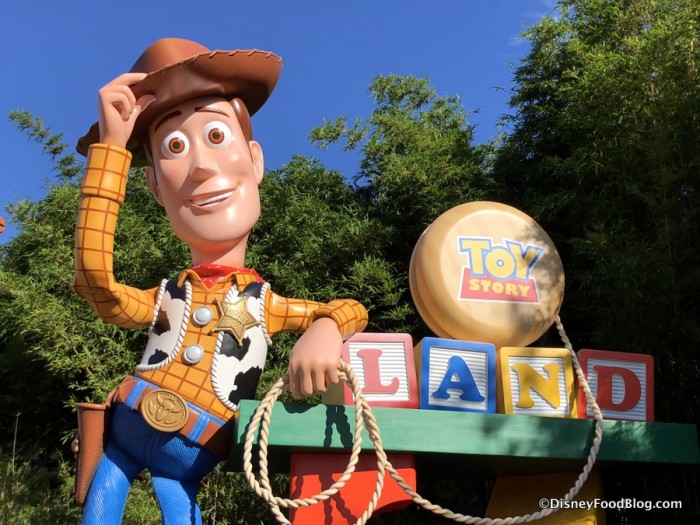 Woody says, "Howdy!" at Toy Story Land!