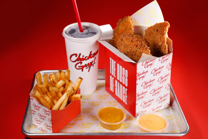 Chicken Tenders and Fries with sauces ©Chicken Guy!