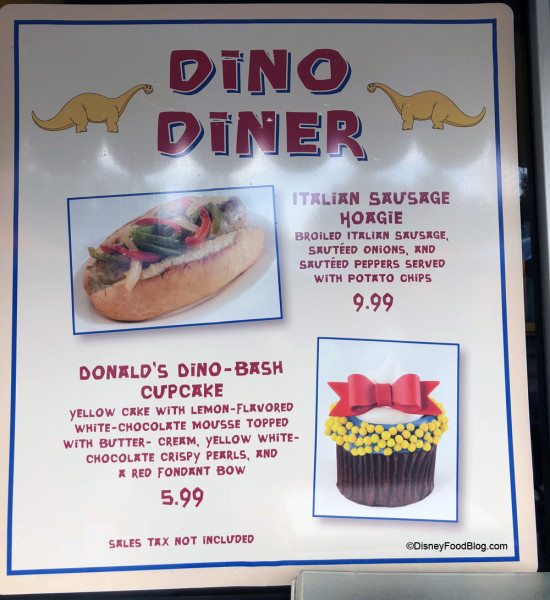 Dino Diner Menu
