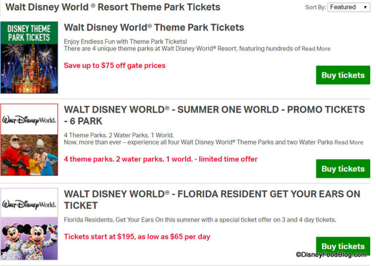 Ticket Discounts on Disney Theme Parks, Water Parks, and Special Events