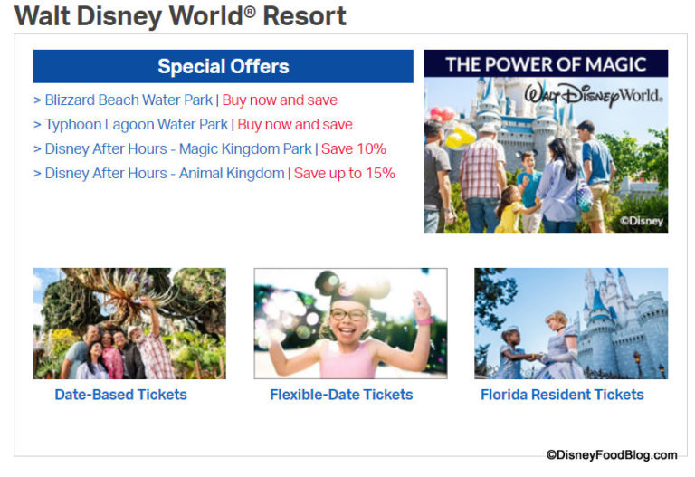Ticket Discounts on Disney Theme Parks, Water Parks, and Special Events