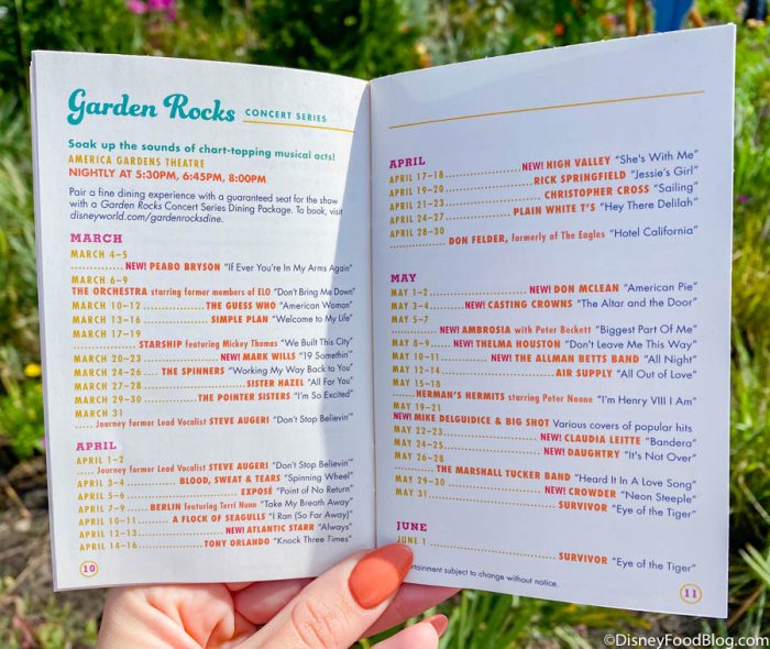FULL Garden Rocks Concert Schedule Released for 2022 EPCOT Flower and