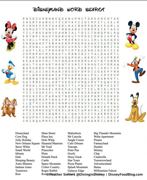 here s a free printable disneyland word search for some at home fun the disney food blog