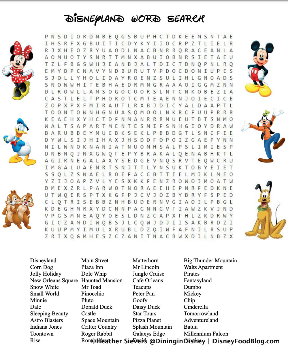 Printable Disney Word Search Gambaran