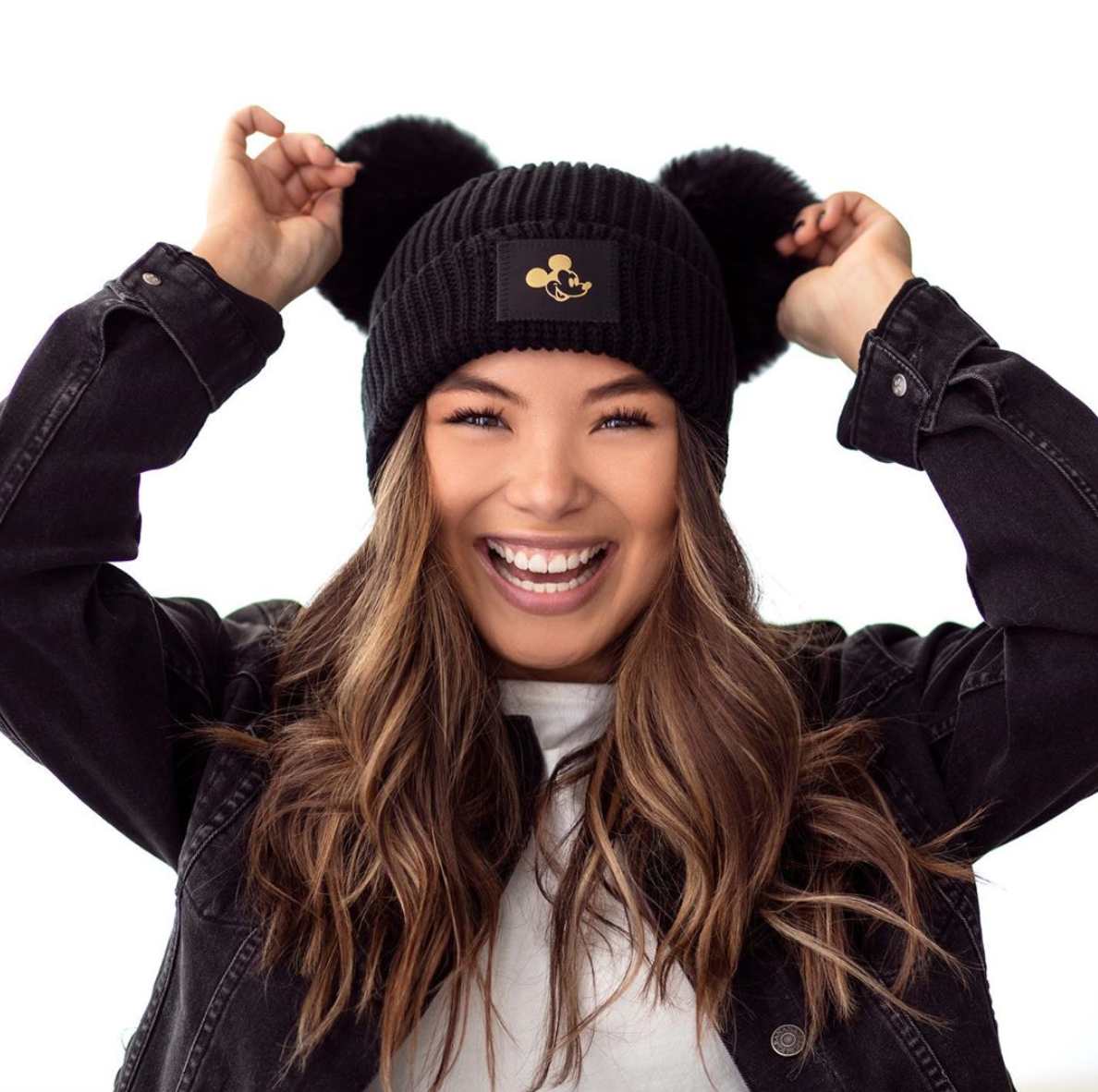 Love Your Melon Toques Black White + Gold with Black Pom