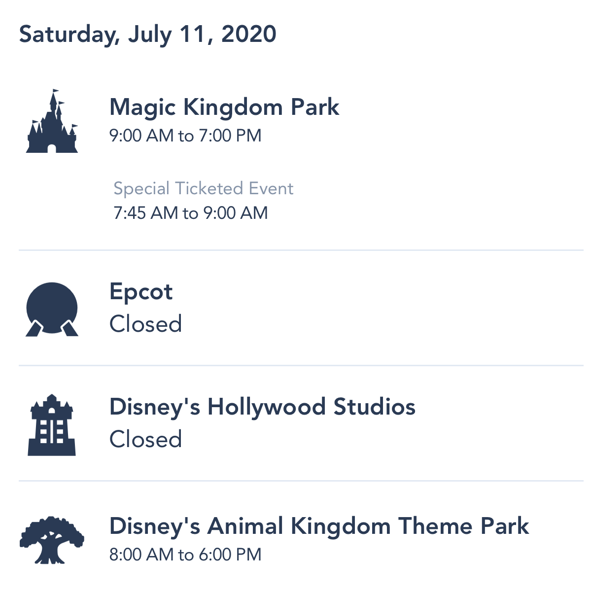 NEWS! Revised Park Hours Posted for Disney World's Planned Reopening